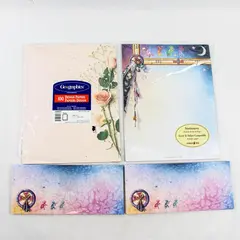 Lot of 2 Stationery Packages Geographics Petals & Leaning Tree Moon 