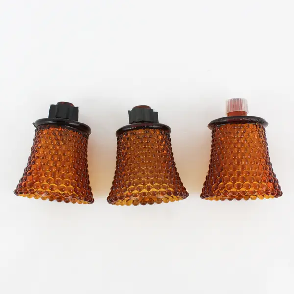 Set of 3 Burnt Orange Hobnail Glass Peg Votive Candle Holders