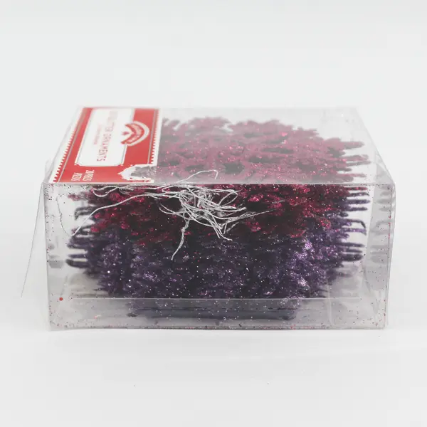 Set Of 20 Walmart Holiday Time Pink/Purple Glitter Snowflakes Hanging Ornaments