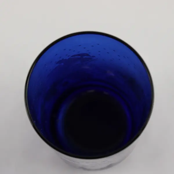 Vintage Libbey Cobalt Blue Santa Glass Candle Holder Votive 9in