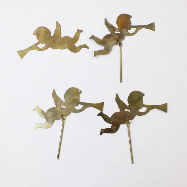 Vintage Brass Angel Cherub Holiday Party Chimes Candle Holder FLAWED