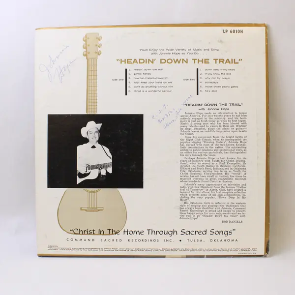 Johnnie Hope "Headin' Down the Trail" 12" Vinyl Record