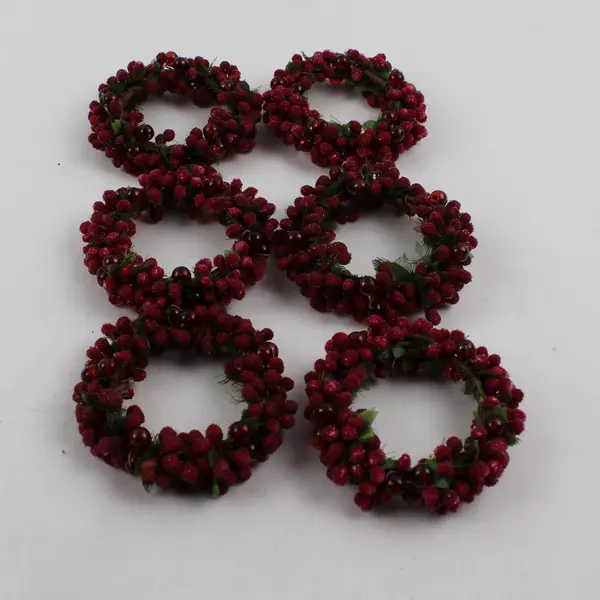 Set of 6 Red Frosted Berries Holiday Napkin Rings
