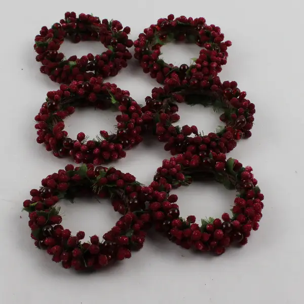 Set of 6 Red Frosted Berries Holiday Napkin Rings