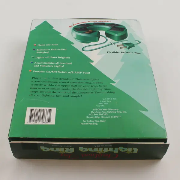 Christmas Tree Lighting Ring 5-Outlet 12ft Cord w/ Switch Flexible Green