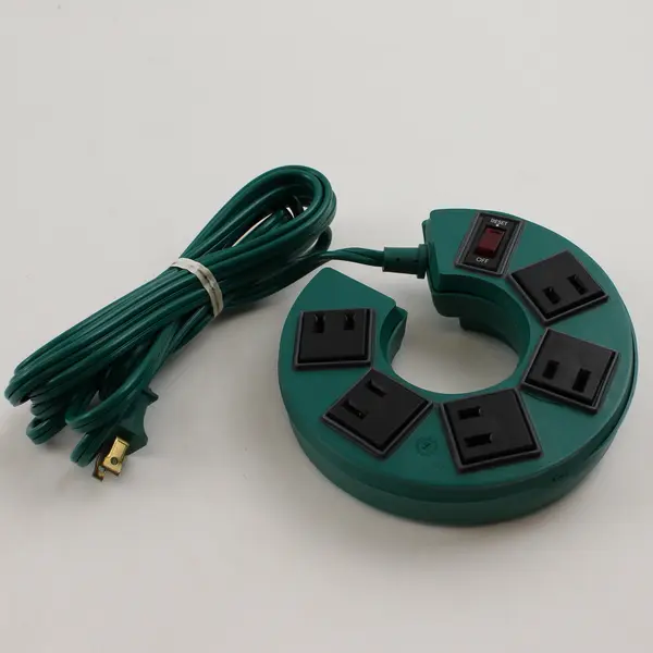 Christmas Tree Lighting Ring 5-Outlet 12ft Cord w/ Switch Flexible Green