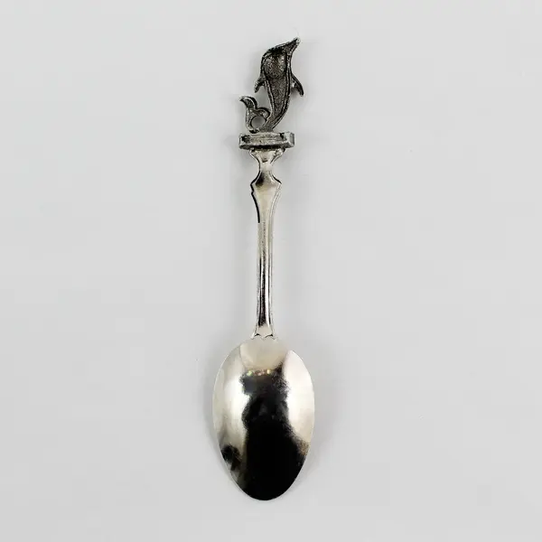 Souvenir Collector's Metal Spoon Florida With Dolphin Figure On Handle 4.5" Long