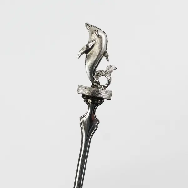 Souvenir Collector's Metal Spoon Florida With Dolphin Figure On Handle 4.5" Long