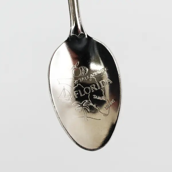 Souvenir Collector's Metal Spoon Florida With Dolphin Figure On Handle 4.5" Long