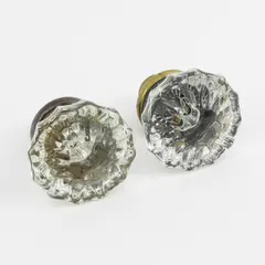 Lot Of 2 Vintage Unbranded Matching Architectural Salvage Fluted Glass Door Knob