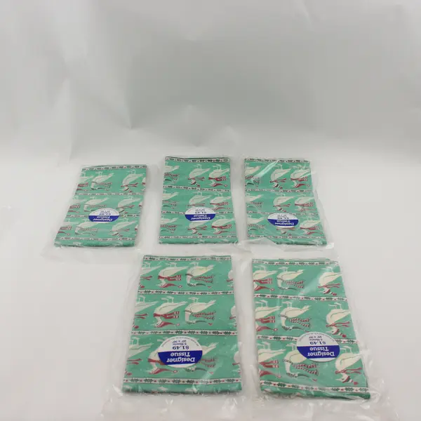 Lot of 5 Henry Brandt & Co Designer Tissue Paper Green W/Christmas Geese