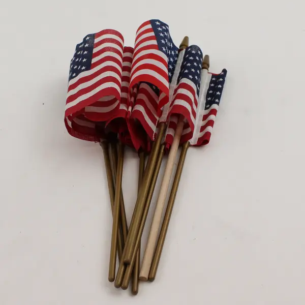 Lot of 9 Mini American Flags on Sticks - New Patriotic Parade Picks