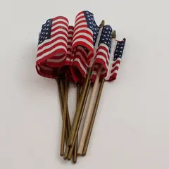 Lot of 9 Mini American Flags on Sticks - New Patriotic Parade Picks
