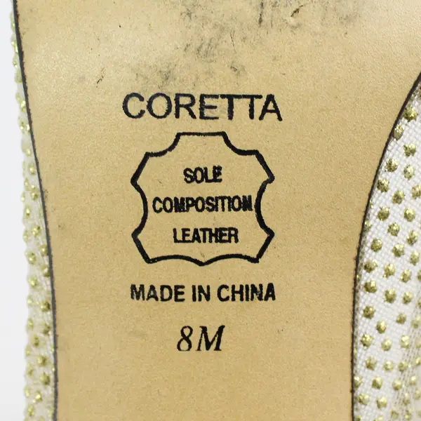Coretta Gold Toned Bedazzled Round Toes Casual 3" Heels Women's Size 8M