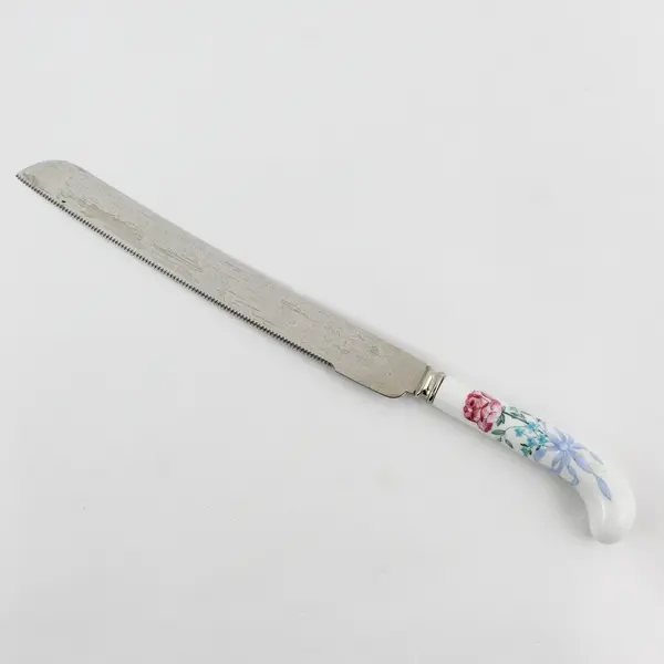 12" Prill Porcelain Pink Rose Stainless Steel Bread Knife Sheffield England