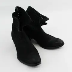 Splendid Solid Black Suede 1.75" Cuban Heel Ankle High Boots Women's Size 7