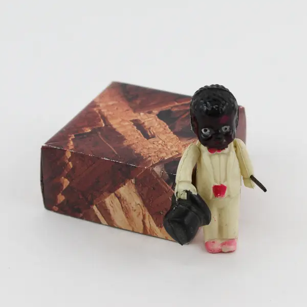 Vtg Miniature Plastic African American Doll  Man In Tux With Top Hat And Cane