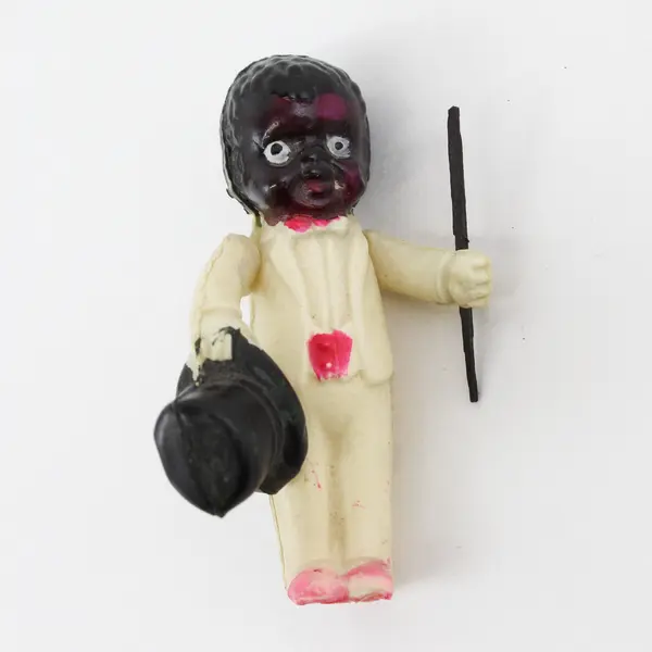Vtg Miniature Plastic African American Doll  Man In Tux With Top Hat And Cane