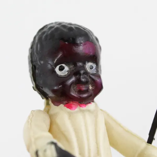 Vtg Miniature Plastic African American Doll  Man In Tux With Top Hat And Cane