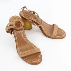 Bernardo Harlow Brown With Circle Wooden 4" Heel Sandals Women's Size 10M