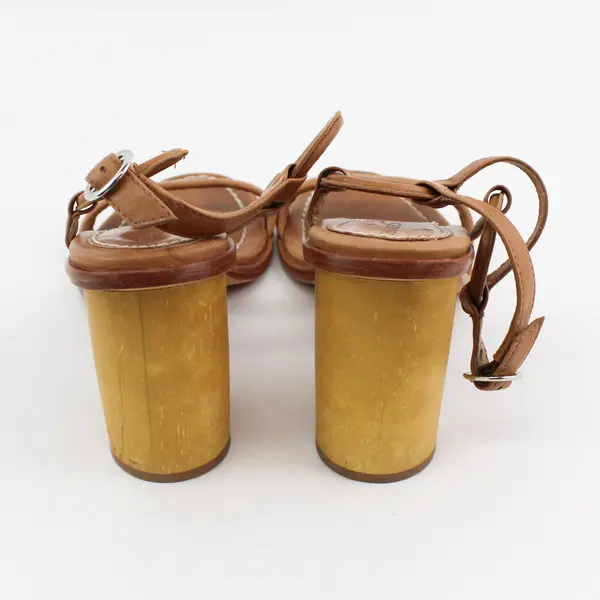 Bernardo Harlow Brown With Circle Wooden 4" Heel Sandals Women's Size 10M