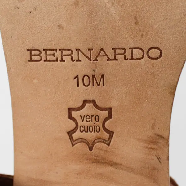 Bernardo Harlow Brown With Circle Wooden 4" Heel Sandals Women's Size 10M