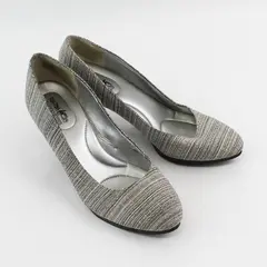 Coach And Four Gray/White Dorotha Striped Woven 3" Heels Women's Size 10