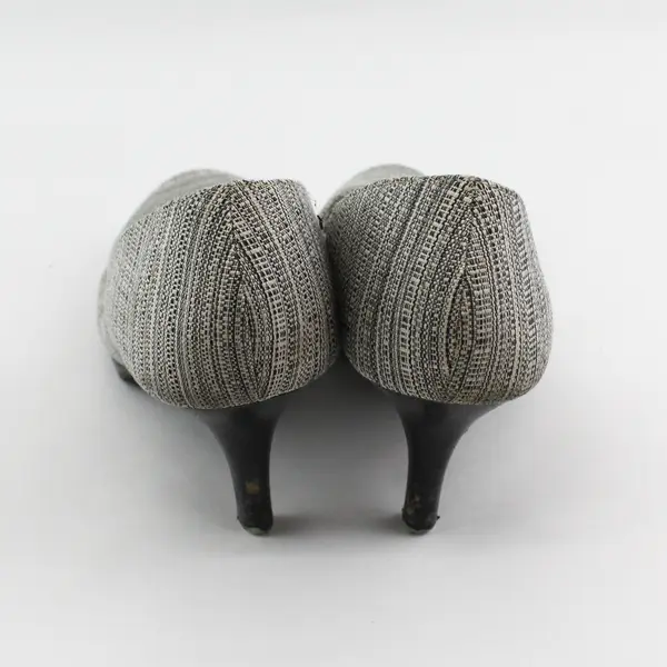 Coach And Four Gray/White Dorotha Striped Woven 3" Heels Women's Size 10