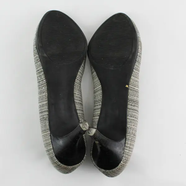 Coach And Four Gray/White Dorotha Striped Woven 3" Heels Women's Size 10