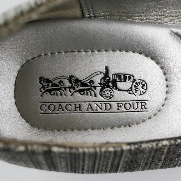 Coach And Four Gray/White Dorotha Striped Woven 3" Heels Women's Size 10