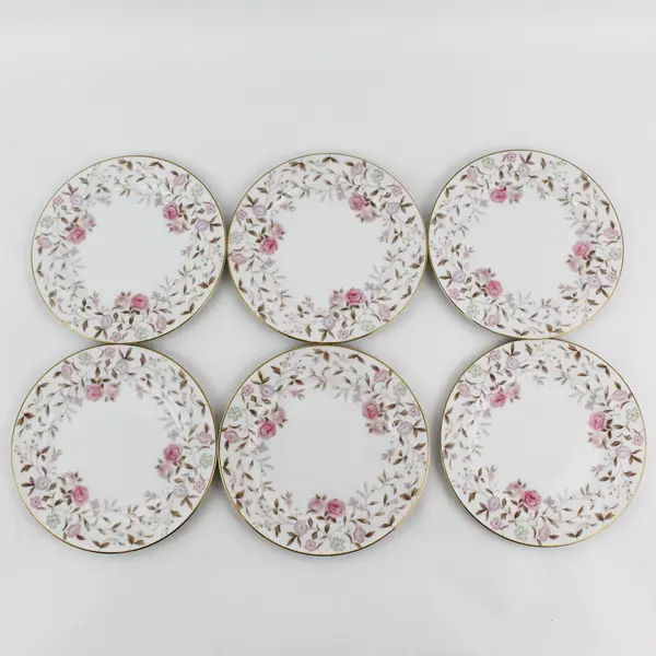 Set of 6  Sango Jeannette  Bread Plates White Pink Lavender Flowers  6.5"  Japan