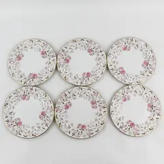 Set of 6  Sango Jeannette  Bread Plates White Pink Lavender Flowers  6.5"  Japan