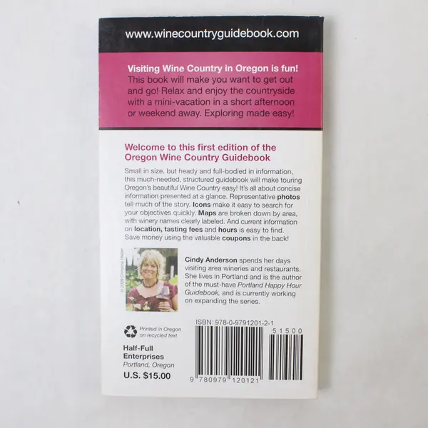 Cindy Anderson's Oregon Wine Country Guidebook 2009 Edition Paperback Good
