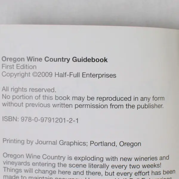Cindy Anderson's Oregon Wine Country Guidebook 2009 Edition Paperback Good