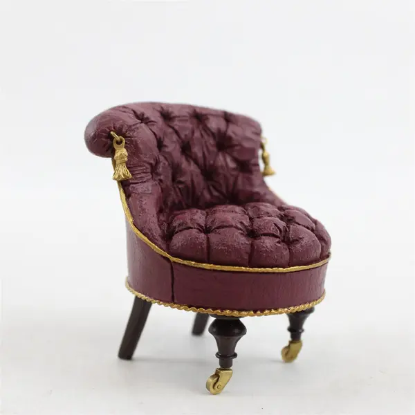 Take a Seat Raine Slipper Chair #24010 1999 Dollhouse Miniature Burgundy Tufted