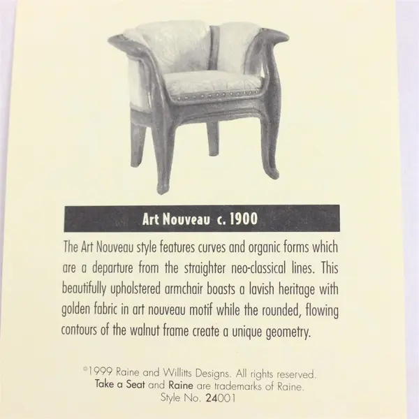 Take A Seat Art Nouveau Dollhouse Chair 24001 New Miniature