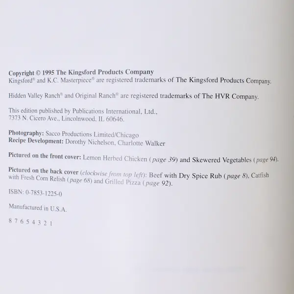 Kingsford Best BBQs 1995 Hardcover Illustrated Good Condition