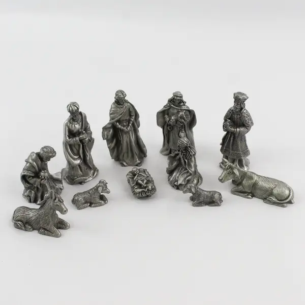 11 Piece Cathi Cook Designs Pewter Nativity Set 2003