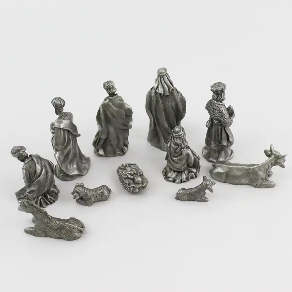 11 Piece Cathi Cook Designs Pewter Nativity Set 2003