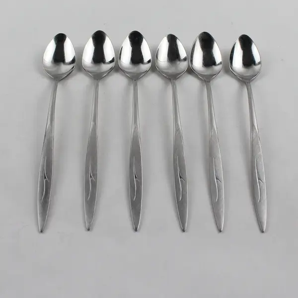 Set of 6 Vintage Stainless Steel Iced Tea Spoons