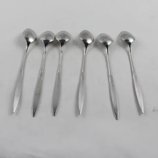 Set of 6 Vintage Stainless Steel Iced Tea Spoons