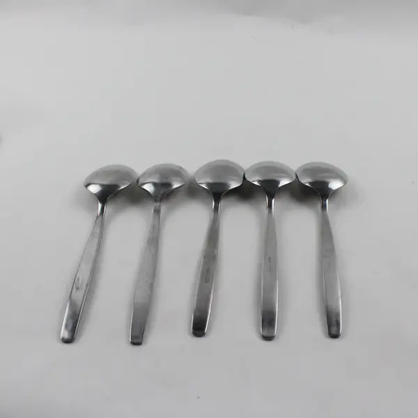Set of 5 Amefa Royal Damask Stainless Steel Oval Soup Spoons