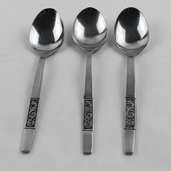 Set of 3 Amefa Royal Damask Stainless Steel Teaspoons