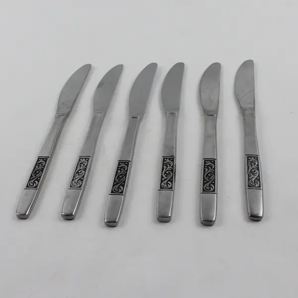 Set of 6 Amefa Royal Damask Stainless Steel Dinner Knives