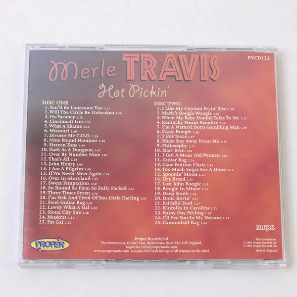 Merle Travis Hot Pickin' 2 CD With Case Proper Records 2003 UK