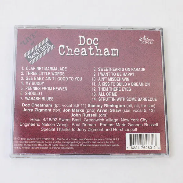 Doc Cheatham Live at Sweet Basil CD Jazzology Records 1997 