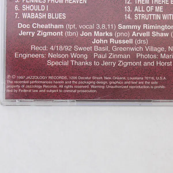 Doc Cheatham Live at Sweet Basil CD Jazzology Records 1997 