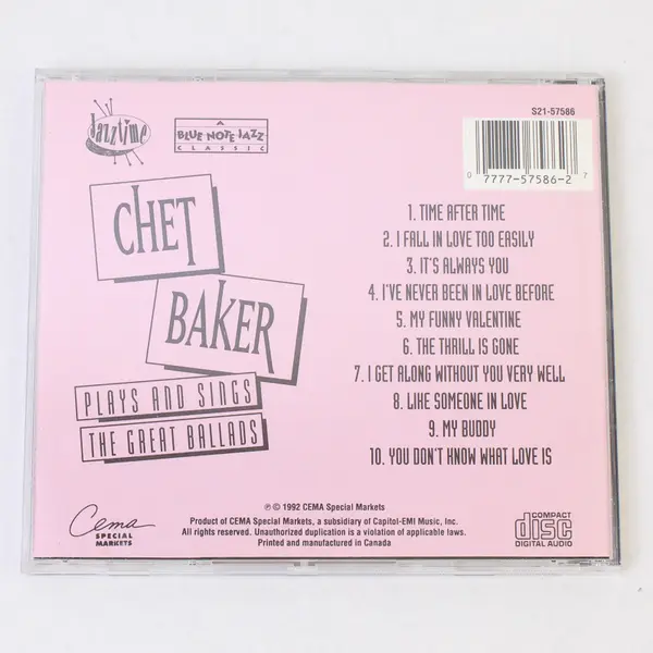 Chet Baker Plays And Sings The Great Ballads CD Cema Special Markets 1992