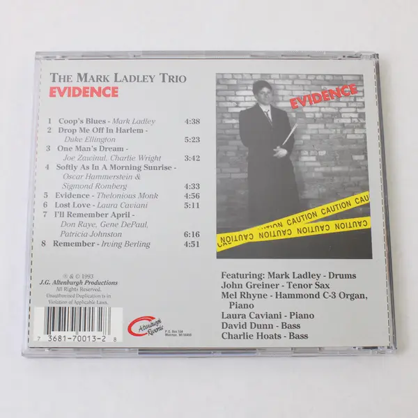 The Mark Ladley Trio Evidence Featuring John Greiner & Mel Rhyne CD 1993