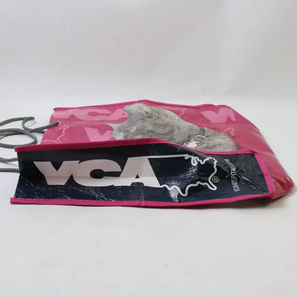 Pug and Cat Pink Vinyl Reusable Tote Bag "VCA Hospitals" 11"x12"x3"